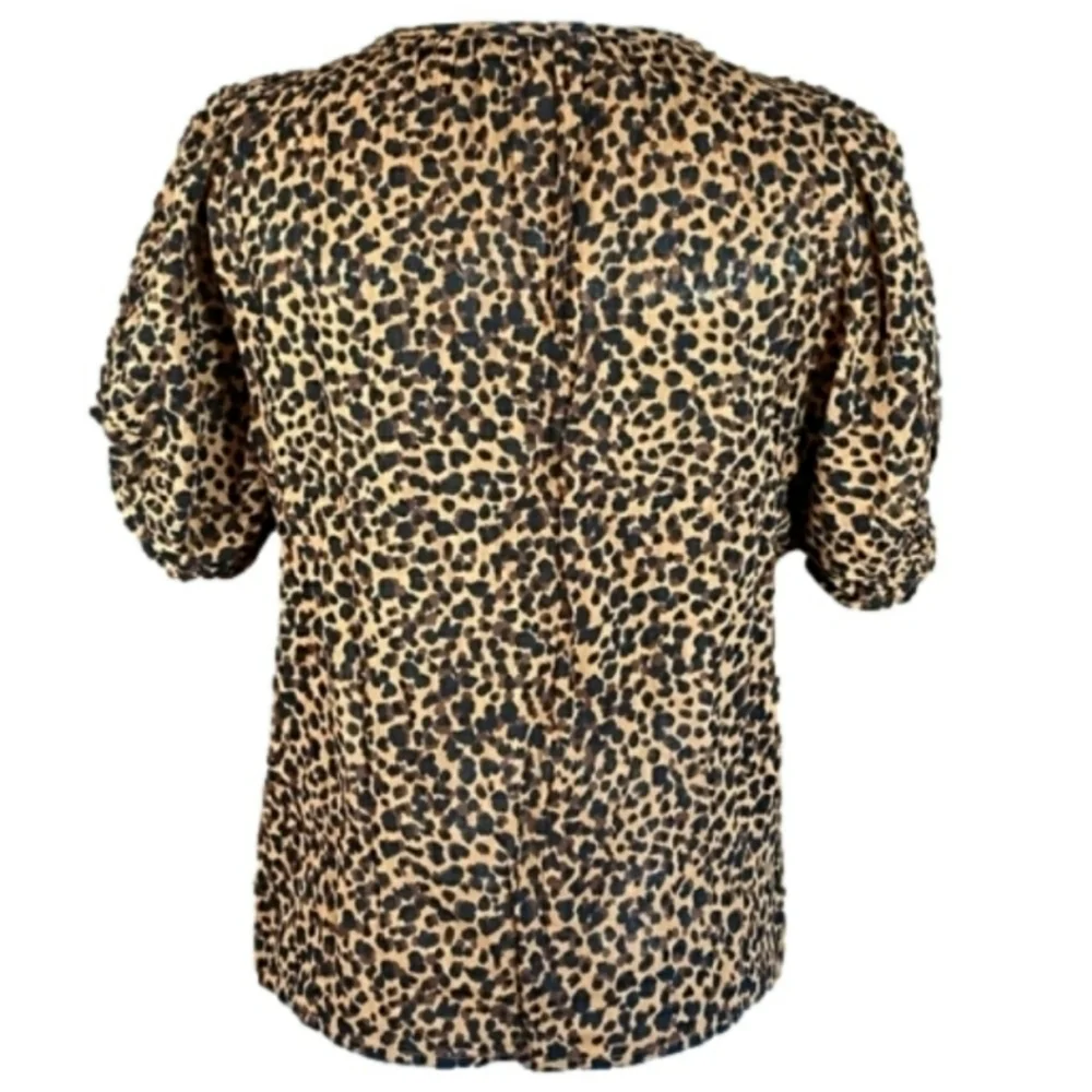 Madewell Leopard Print Puff Sleeve Blouse Puff Animal Print Twee Cottagecore XS